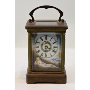 Table Clock With Enamel Dial And Side Walls In Enamel Switzerland Early 20th Century